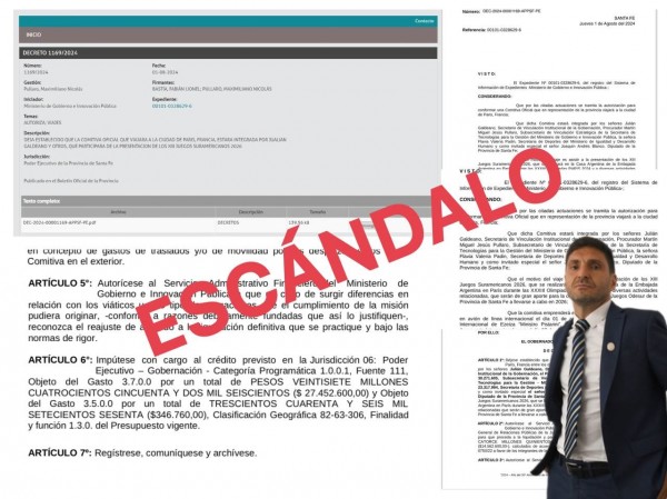 Otro escndalo. Pullaro mand una nutrida comitiva a Pars en medio del ajuste